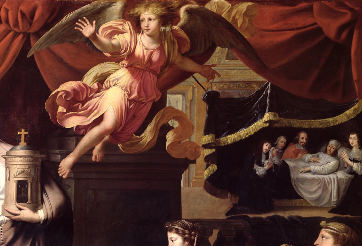 Eski Voto Louis XIV Hastalığı (1638-1715) Calais, Temmuz 1658, ölüm döşeğinde bir melek ve Louis