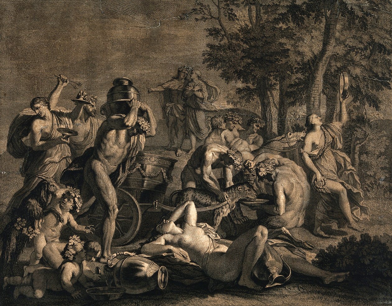 Leoparların çektiği bir bacchanalian toplantısı by Nicolas Poussin