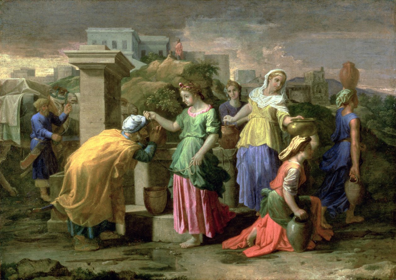 Eliezer ve Rebecca Kuyuda, c.1660-65 by Nicolas Poussin