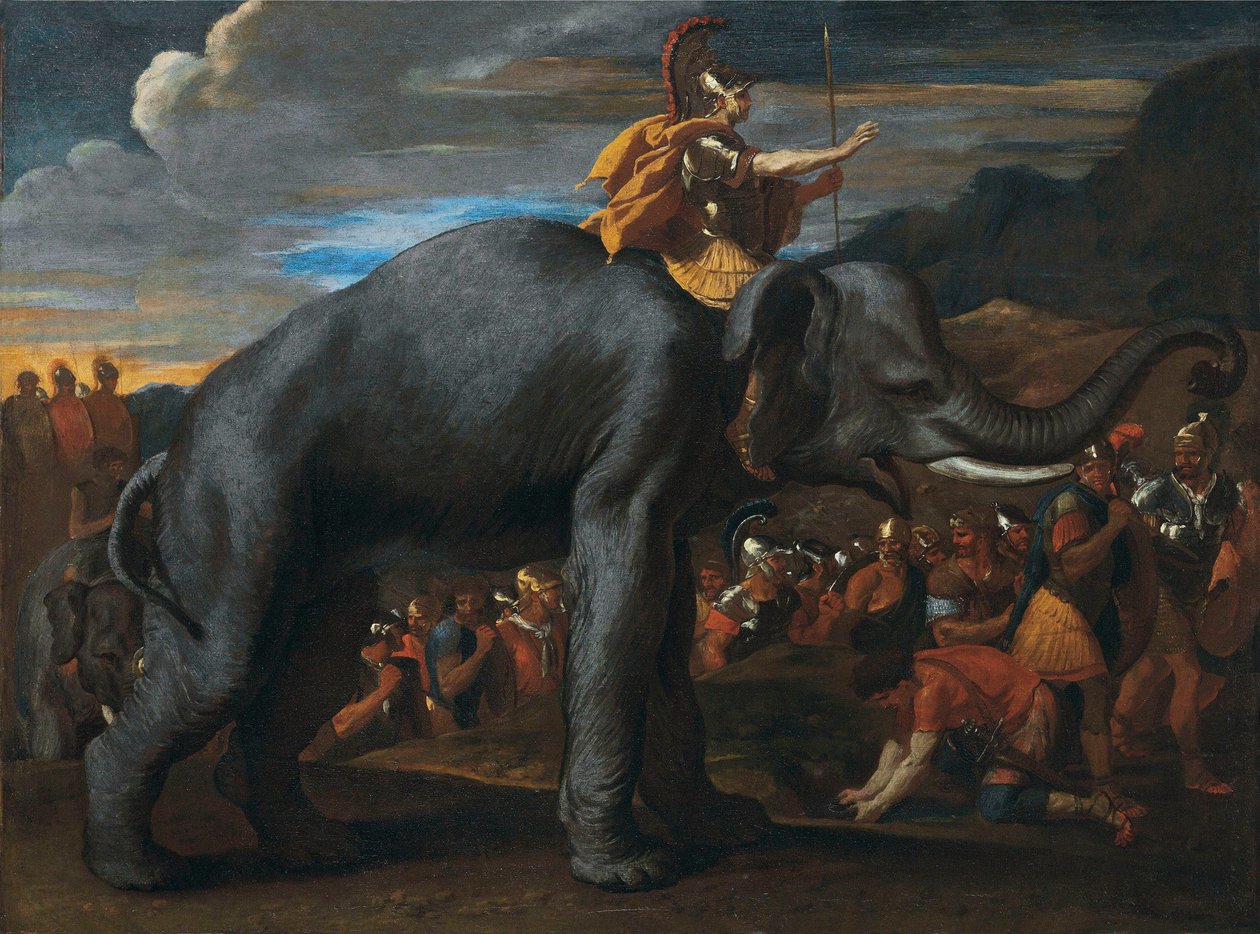 Hannibal bir filin sırtında Alpleri geçerken by Nicolas Poussin