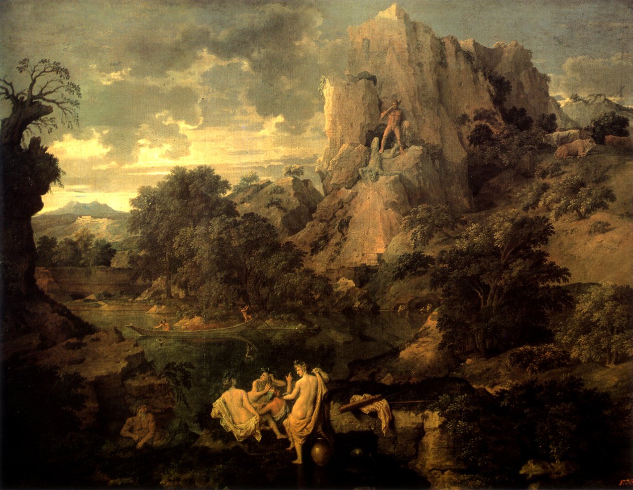 Herkül ve Cacus ile manzara by Nicolas Poussin