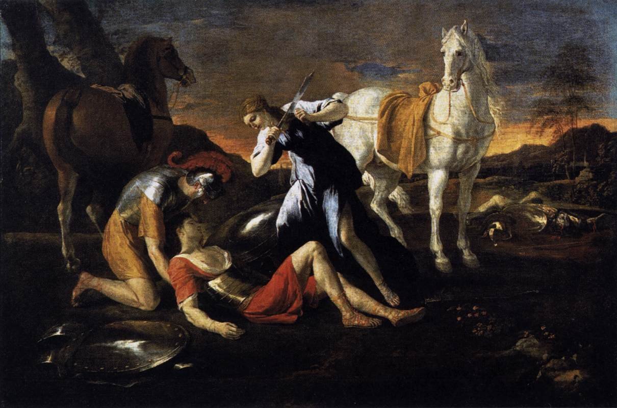 Tancred ve Erminia by Nicolas Poussin