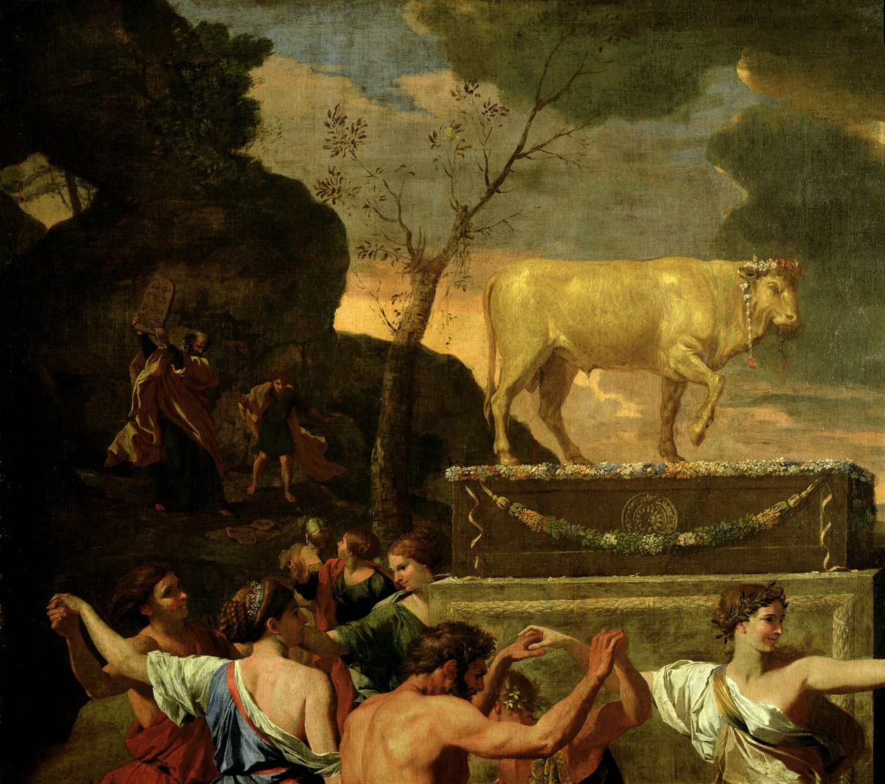 The Adoration of the Golden Calf, before 1634 oil on canvas detail of 3738 by Nicolas Poussin