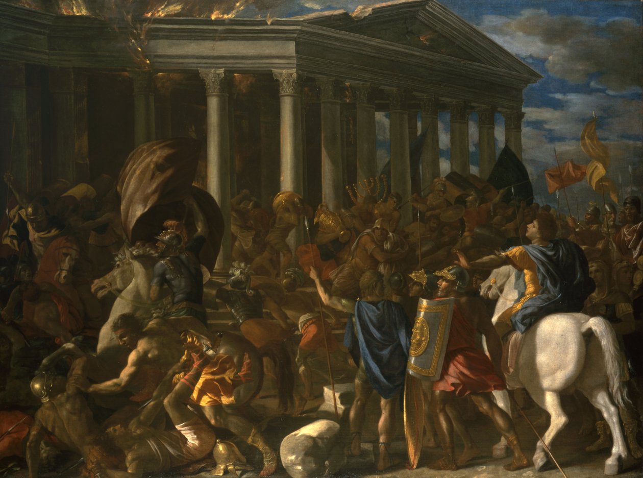 Kudüs Tapınağının Yıkımı ve Yağmalanması by Nicolas Poussin
