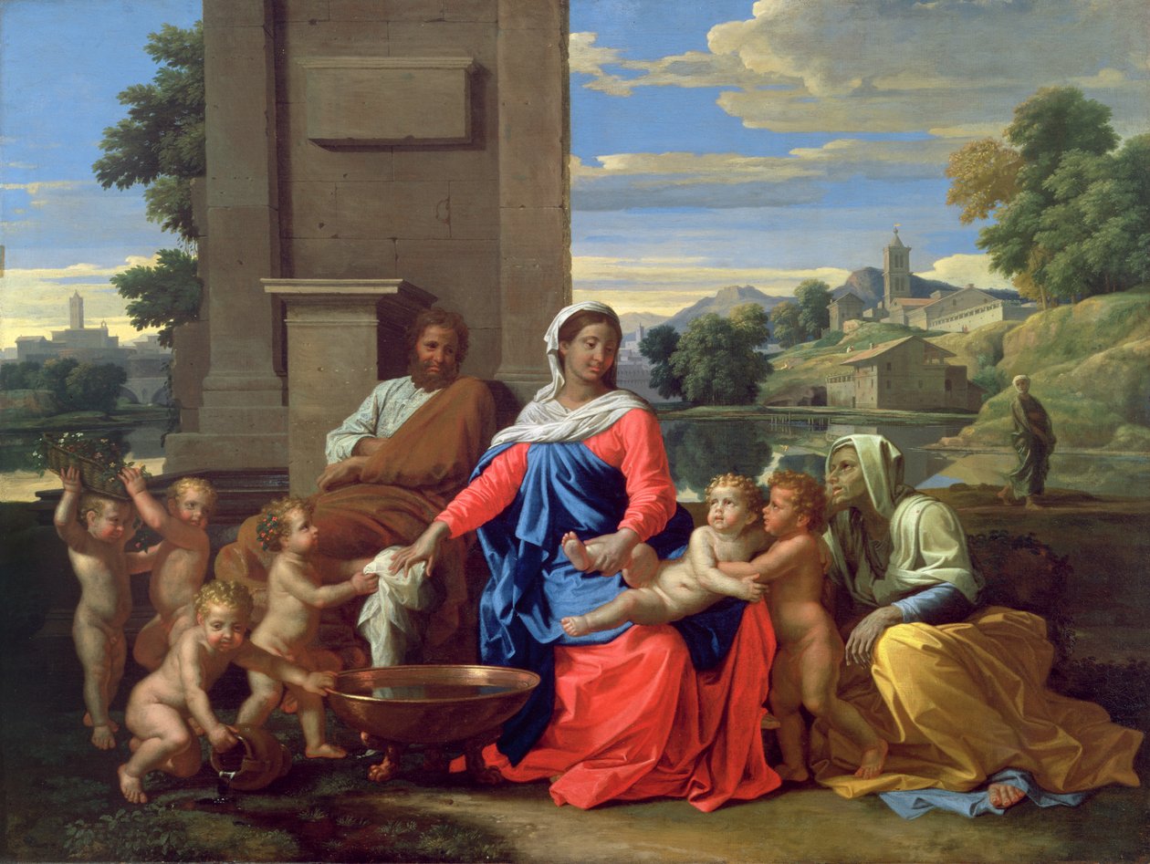 Bebek St. John the Baptist ve St. Elizabeth ile Kutsal Aile, 1650-51 by Nicolas Poussin