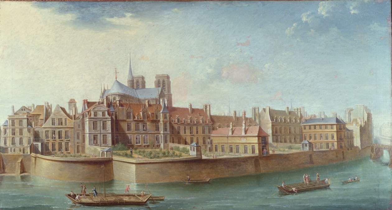 Ile St. Louis, Paris'ten Ile de la Cite'nin görünümü by Nicolas Raguenet