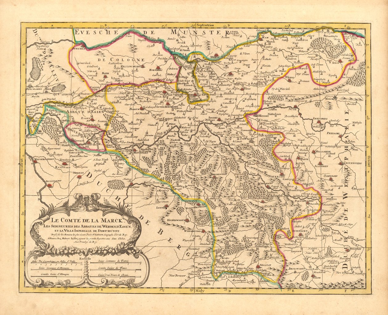 County Mark Haritası, y, 1681 by Nicolas Sanson