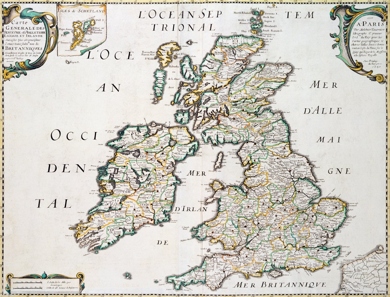 Britanya ve İrlanda Haritası, Paris 1640