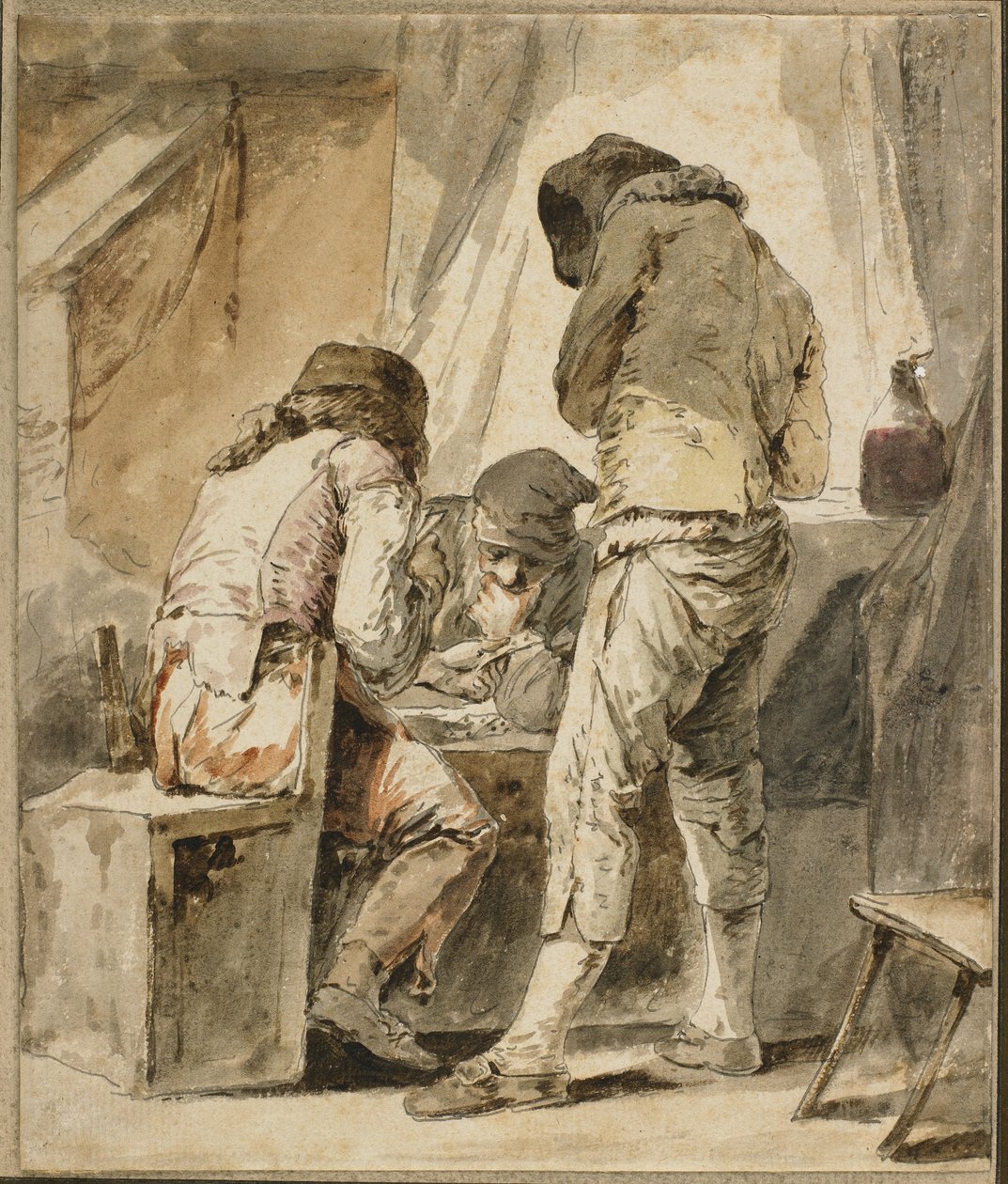 Zor Bir Hareket, c. 1781 (kalem ve siyah mürekkep, gri ve kahverengi yıkama, kağıt üzerinde wc) by Nicolas Bernard Lepicie