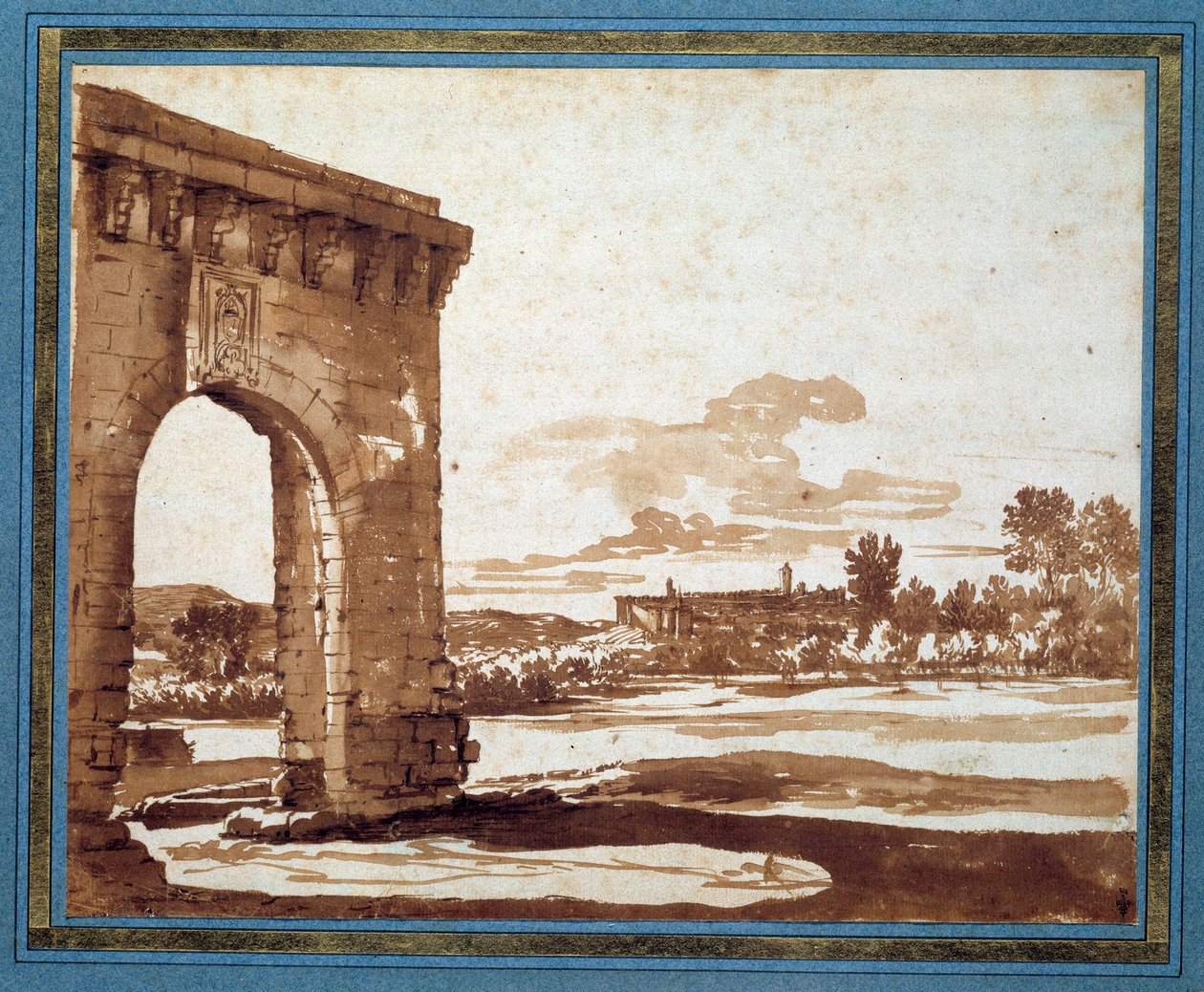 Villeneuve-les-Avignons'ın görünümü by Nicolas (circle of) Poussin