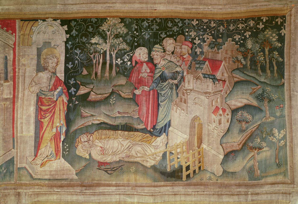 İki Şahidin Ölümünün Ardından İnsanların Sevinci, no. Öfkelerin Kıyametinden 32, 1373-87 by Nicolas Bataille