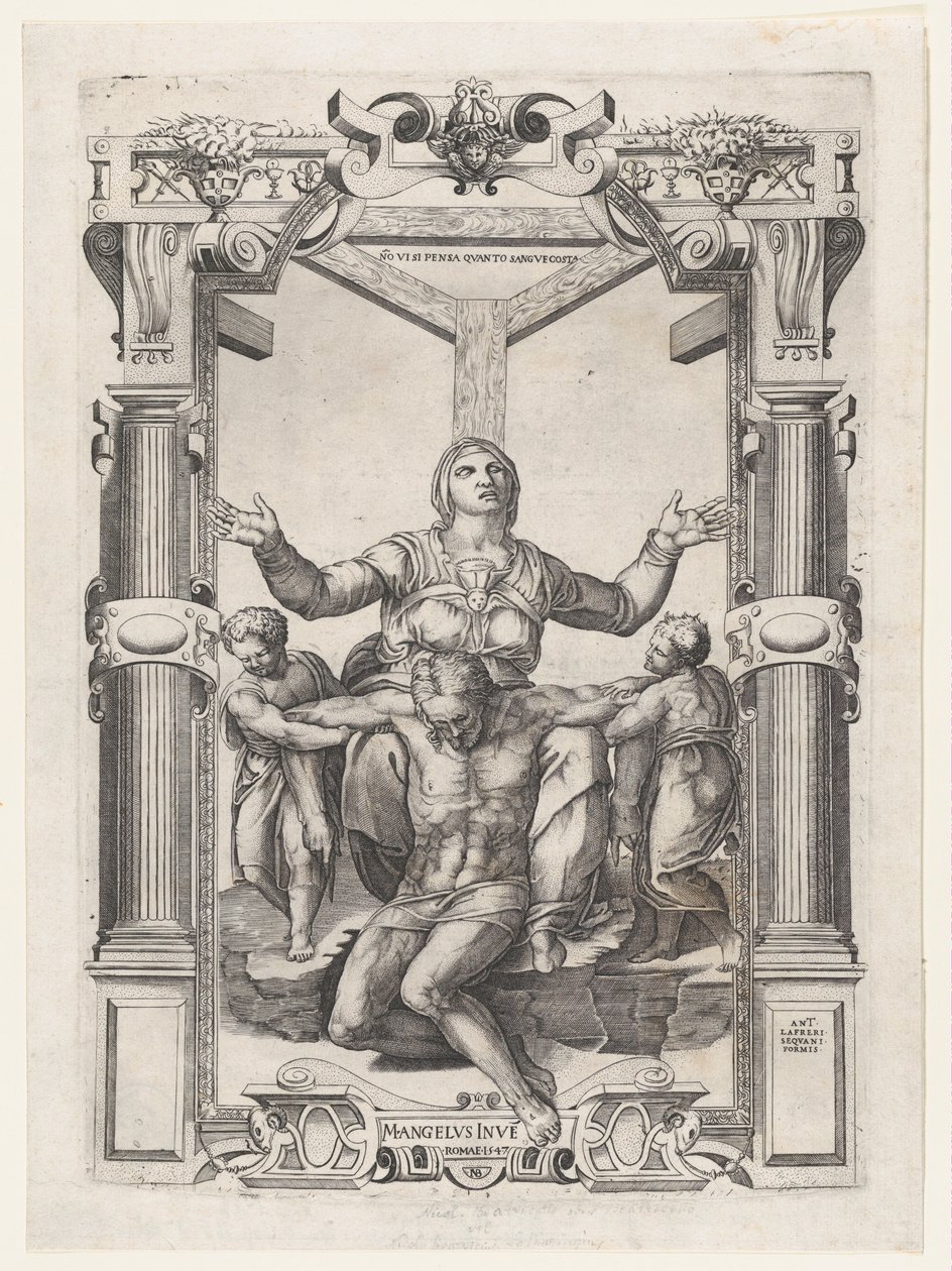 Haç Önünde Meleklerle Pietà, 1547., 1547. by Nicolas Beatrizet