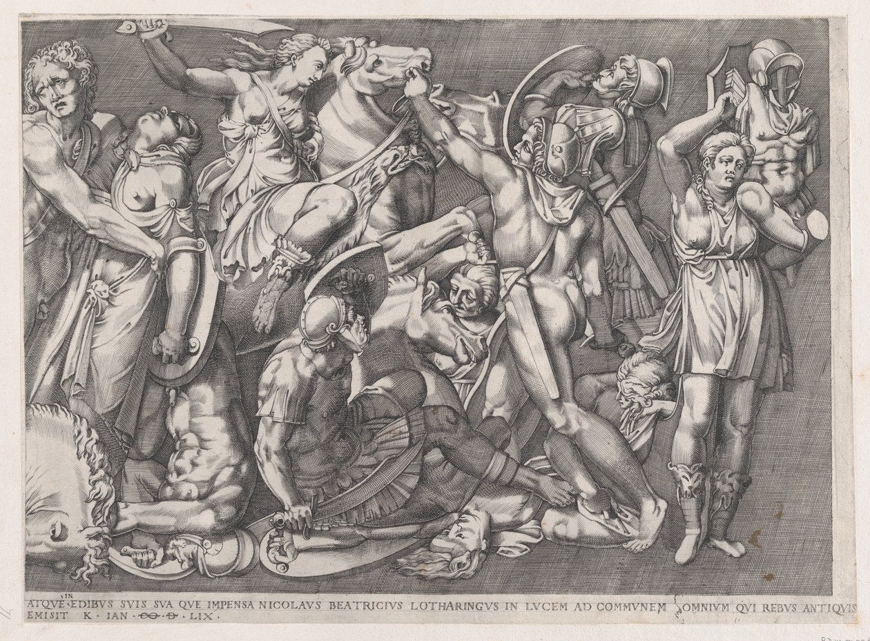 Roma ihtişamının aynası: Amazonların Savaşı, 1559., 1559 by Nicolas Beatrizet