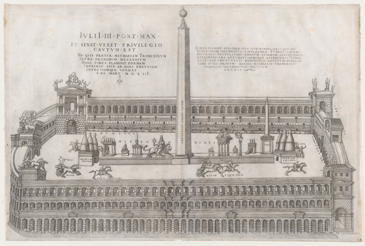 Roma ihtişamının aynası: Circus Flaminius, 1553., 1553 by Nicolas Beatrizet