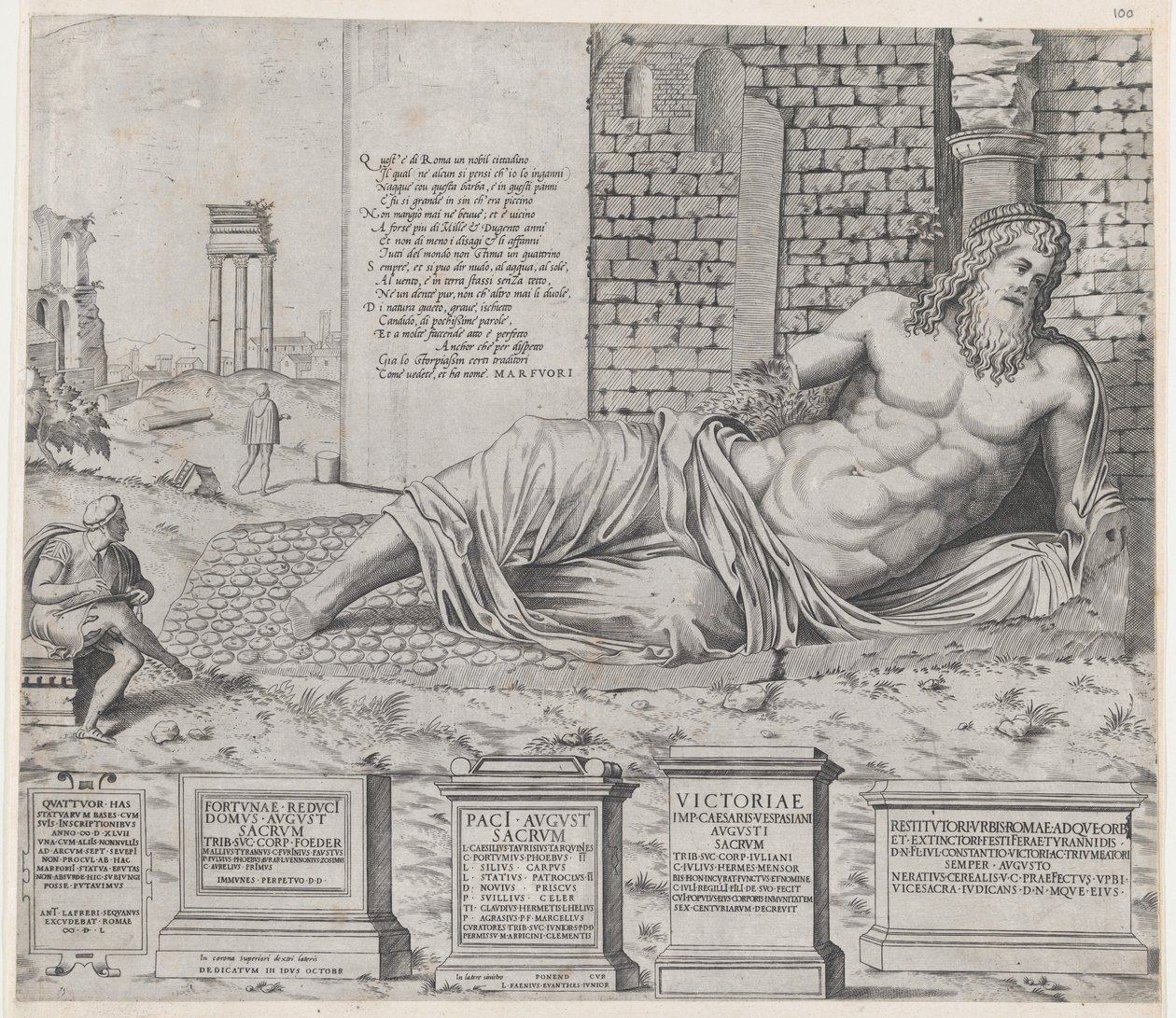 Roma ihtişamının aynası: Marforius, 1550., 1550 by Nicolas Beatrizet.
