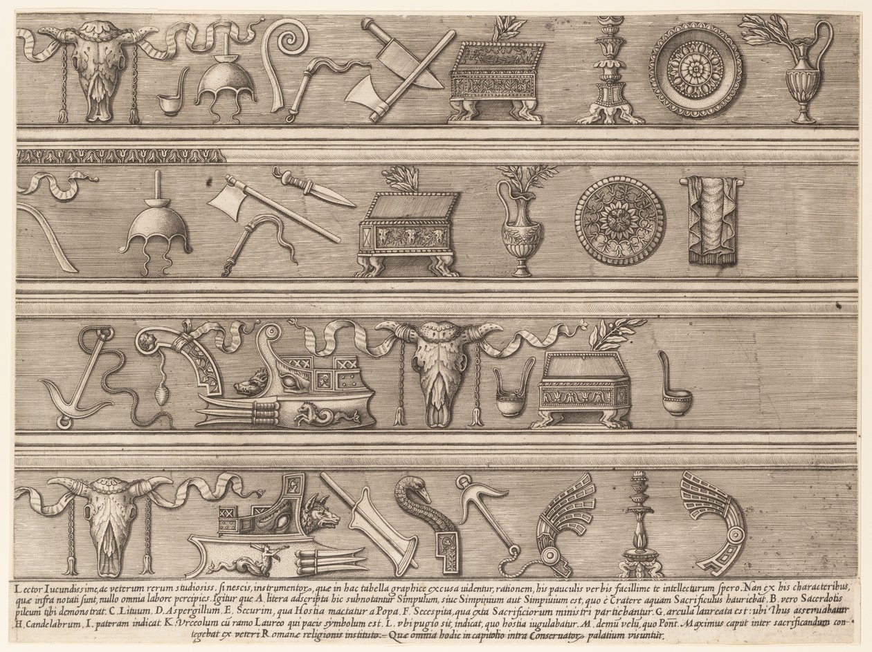 İhtişamın Roma Aynası: Antik Rölyef Temelli Kurbanlık Aletler..., ca. 1550-75. by Nicolas Beatrizet.