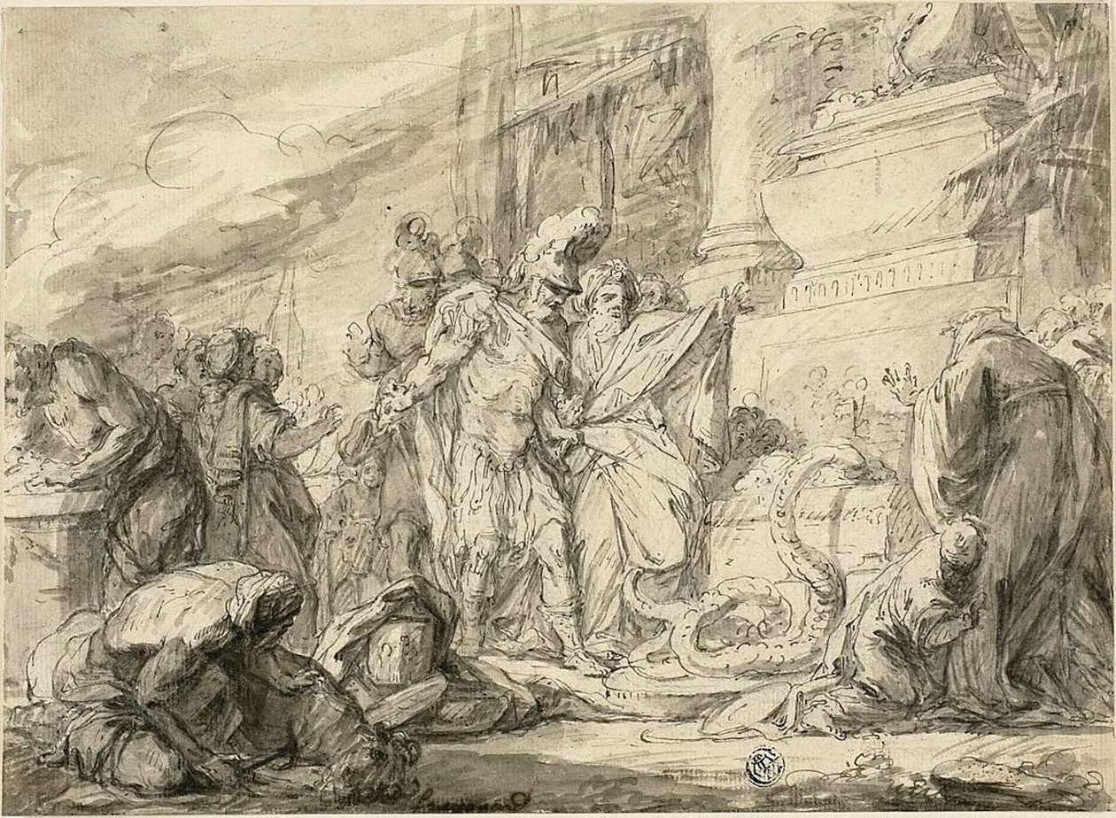 Anchises Mezarı'ndaki Aeneas (rekto); Aeneas, Anchises Cildinde (verso) by Nicolas Bernard Lepicie