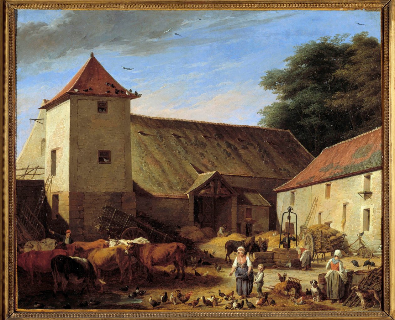 Nicolas Lepicie (1735-1784) 1784 Sun tarafından Çiftlik Mahkemesi Tablosu. 0,64x0,77 m Paris Louvre Müzesi by Nicolas Bernard Lepicie