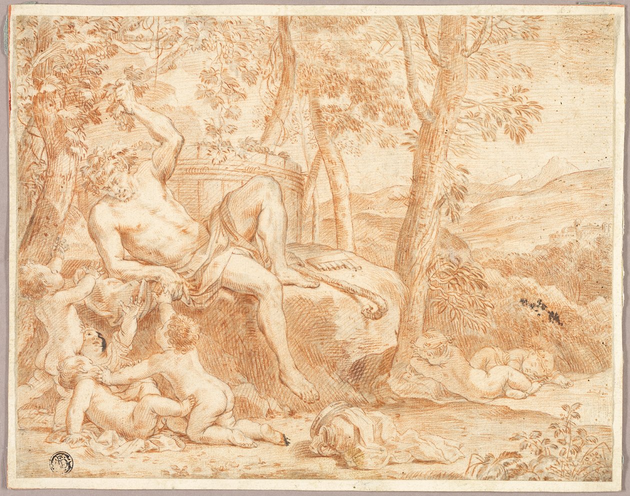 Bacchus ve Putti, Shady Grove'da by Nicolas Chaperon