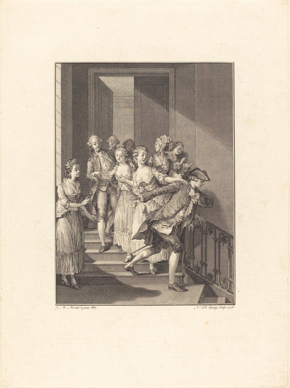 Saint-Preux dünyanın kadınlarından çıkıyor by Nicolas Delaunay after Jean Michel Moreau