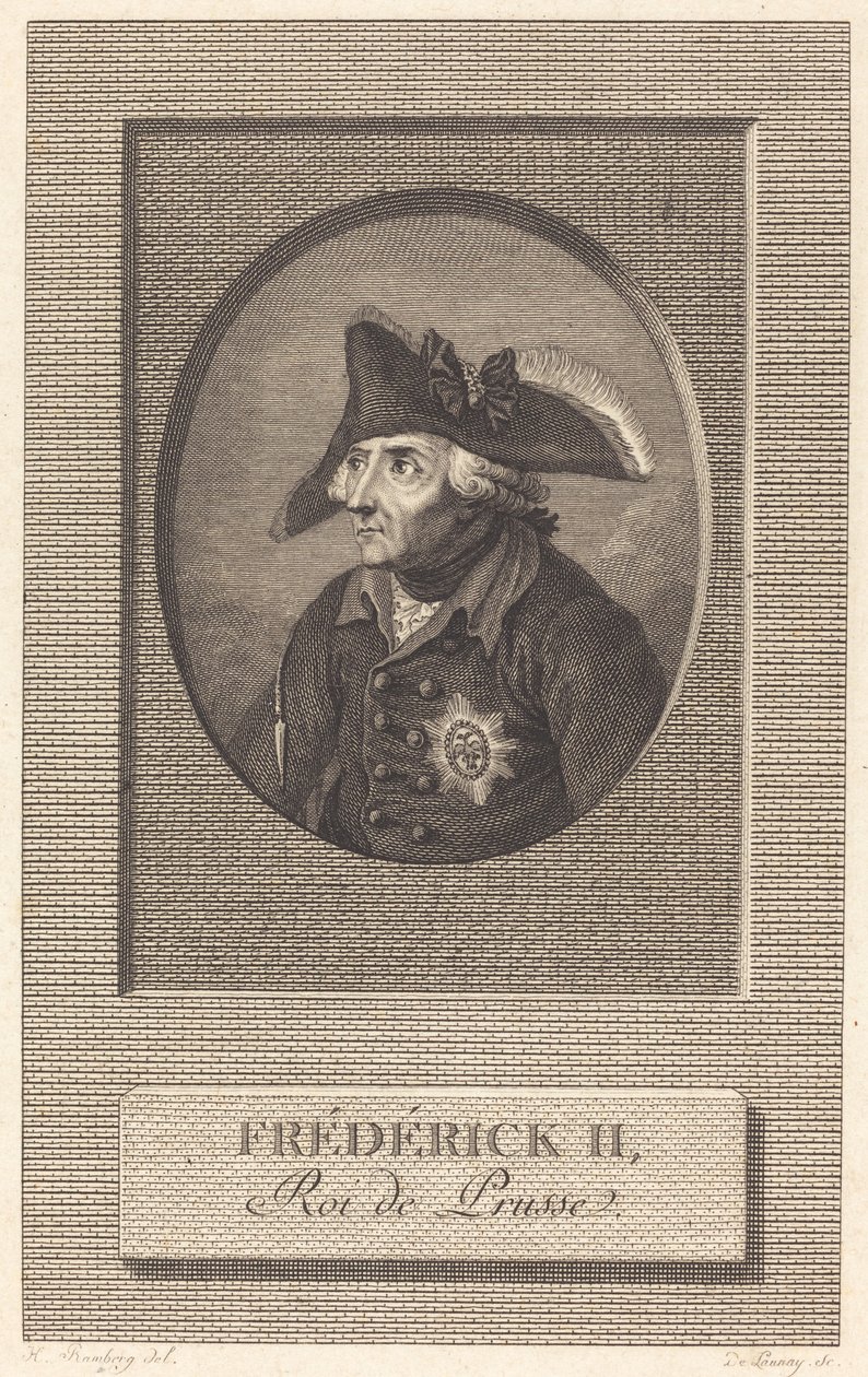 Büyük Frederick, Prusya Kralı by Nicolas Delaunay after Johann Heinrich Ramberg