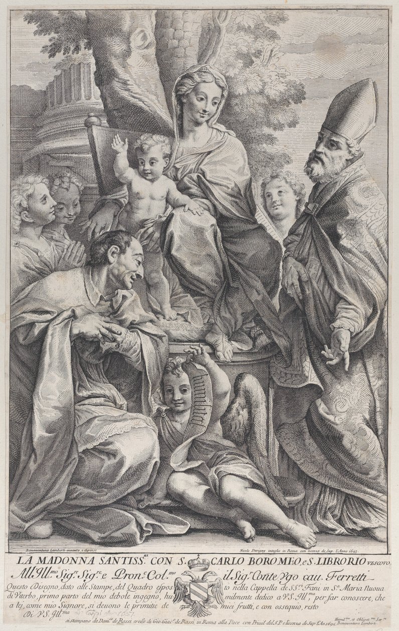Aziz Liborius ve Carlo Borromeo ile Bakire ve Çocuk, 1693-95., 1693-95. by Nicolas Dorigny