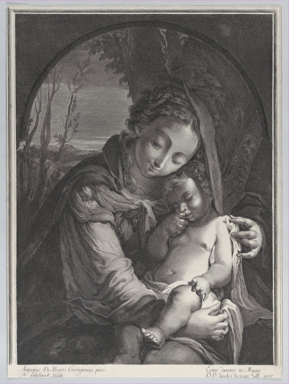 Uyuyan İsa çocuğuyla Bakire, 1708., 1708. by Nicolas Etienne Edelinck