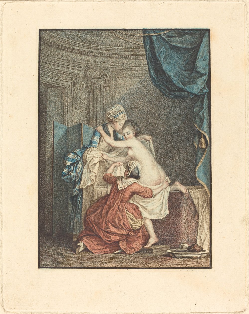Le bain (Banyo) by Nicolas François Regnault after Pierre Antoine Baudouin