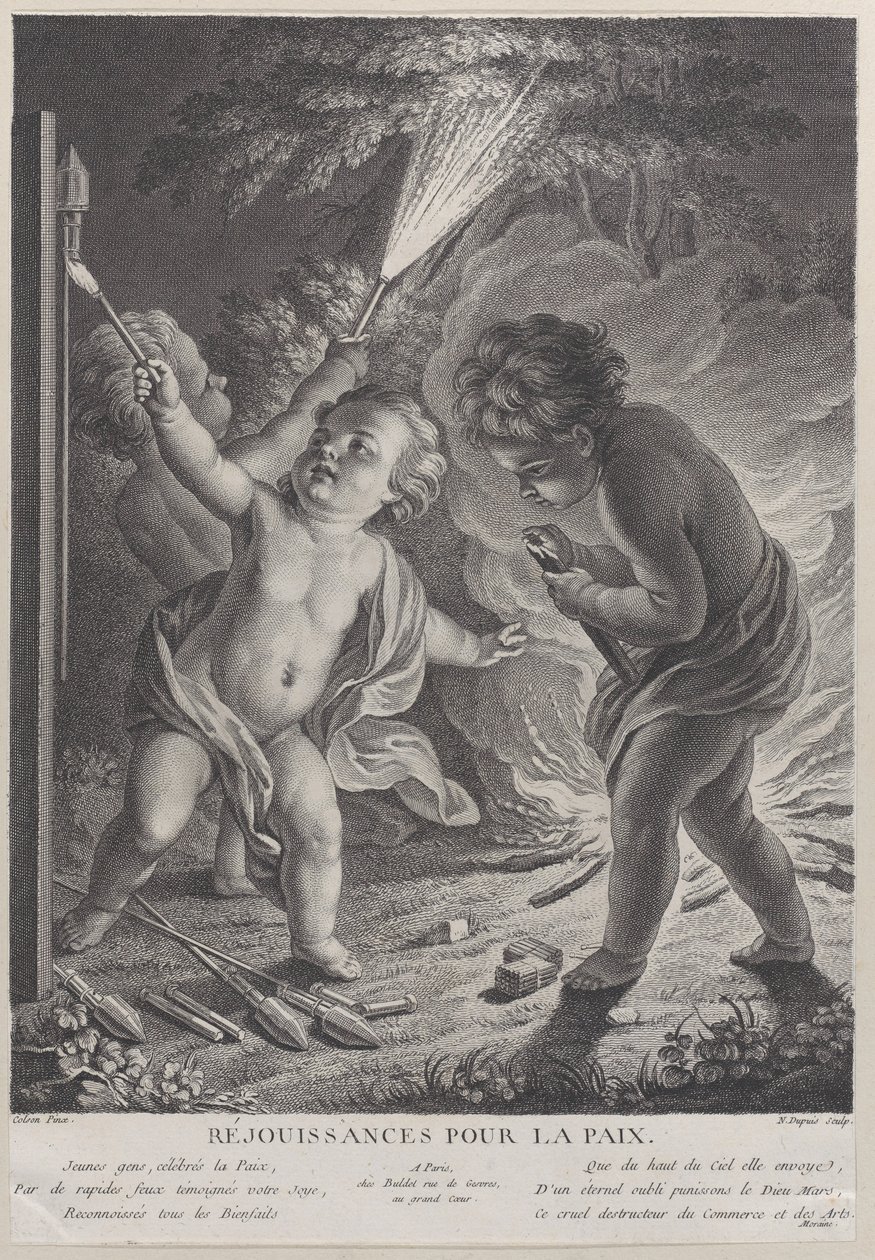 Barışı Kutlamak Barışı Kutlamak, havai fişekli üç putti, 1745-71., 1745-71. by Nicolas Gabriel Dupuis