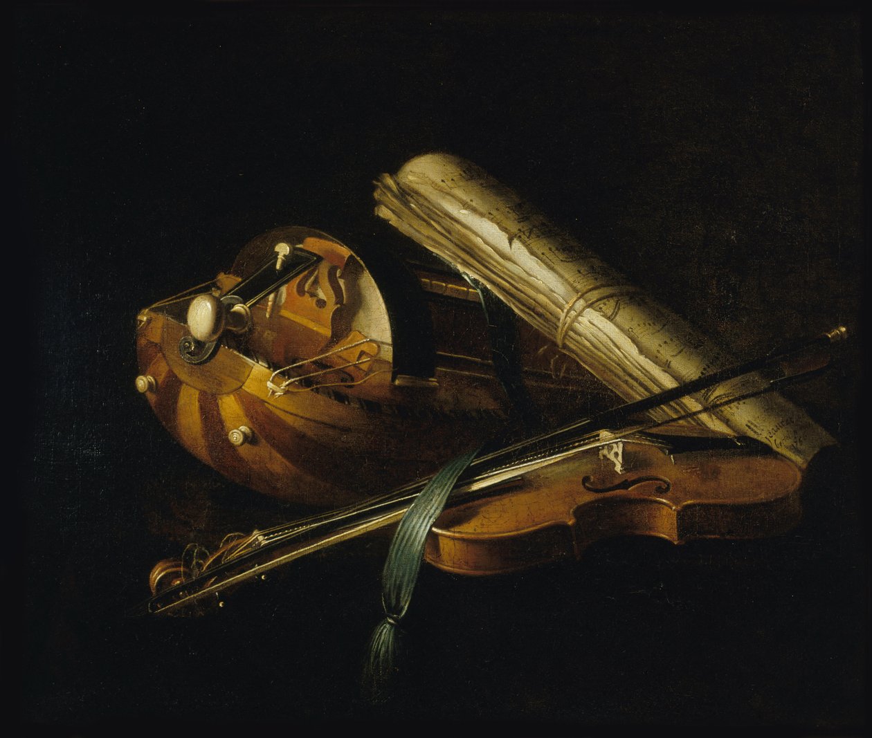 Müzik aletleri ile natürmort, 1756. by Nicolas Henri Jeaurat de Bertry