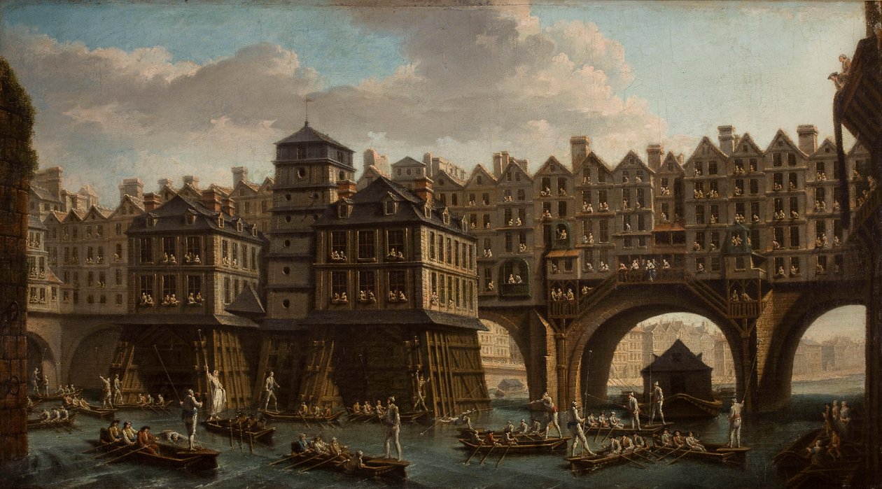 Denizciler Jousting, Pont Notre Dame ve Pont-Au-Change Arasında, Paris, 1756. by Nicolas Jean Baptiste Raguenet