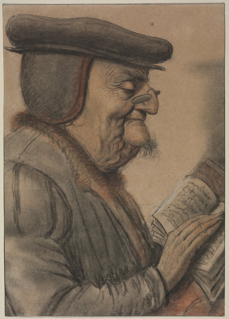 Kitap Okuyan Yaşlı Adam, 1600'lerin ilk yarısı. by Nicolas Lagneau