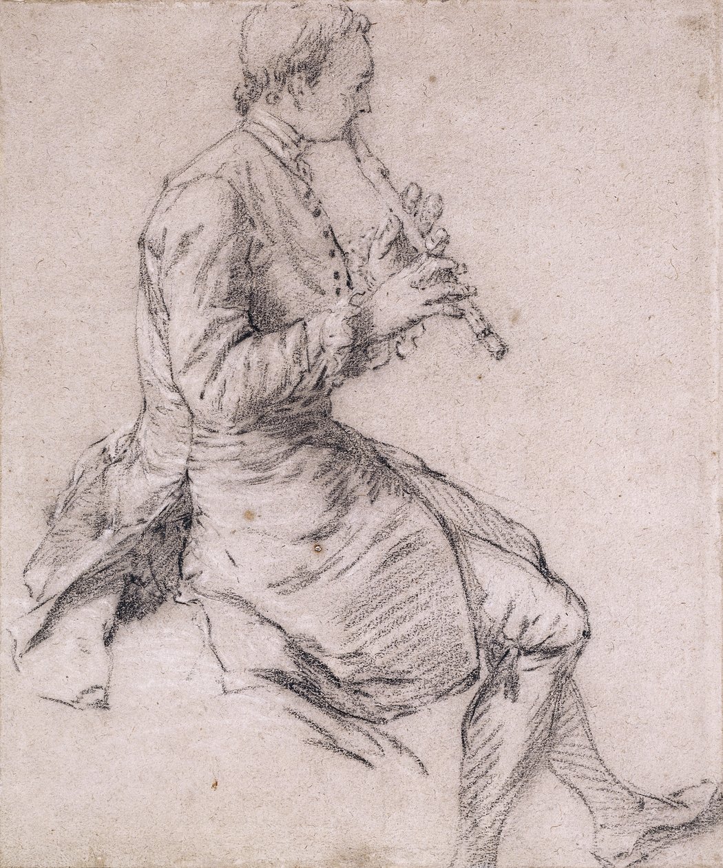 Sağdaki Profilde Flüt Çalan Oturan Bir Adam, c.1720
