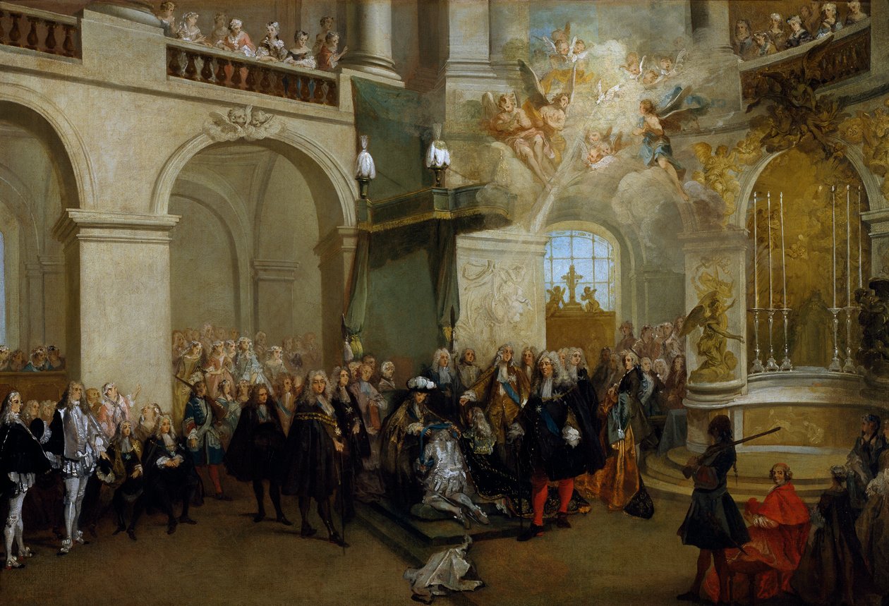 Versay şapelinde Kutsal Ruh Nişanı verilmesi, 3 Haziran 1724 (tuval üzerine yağlı boya) by Nicolas Lancret