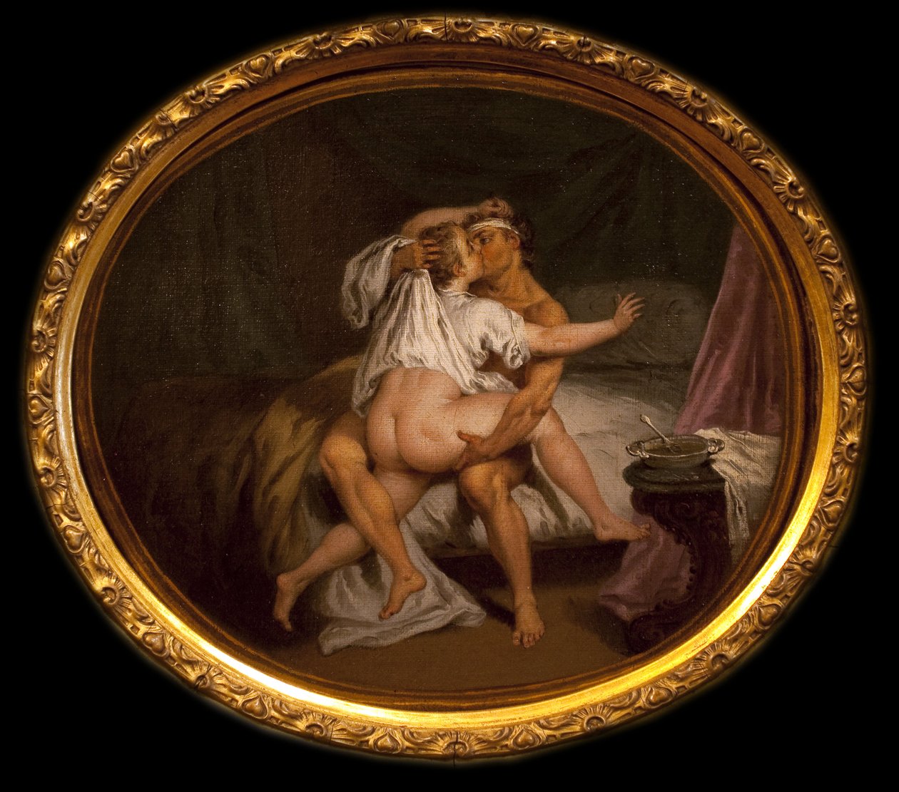 Bir likörde cesur sahne. Nicolas Lancret (1690-1743), tuval üzerine yağlı boya tablosu. Fransız Sanatı by Nicolas Lancret