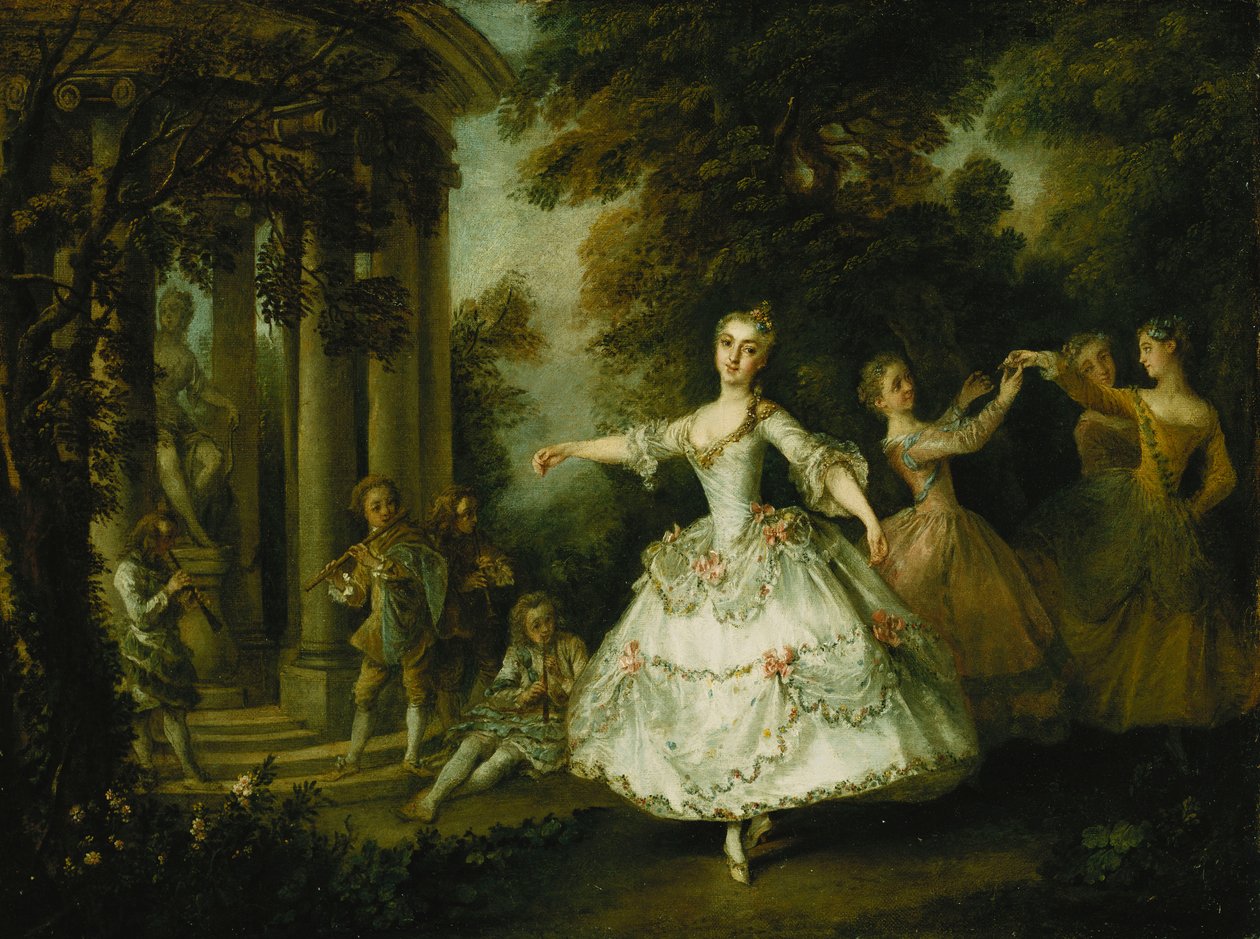 Üç Güzeller ile Venüs olarak Matmazel Salle, by Nicolas Lancret