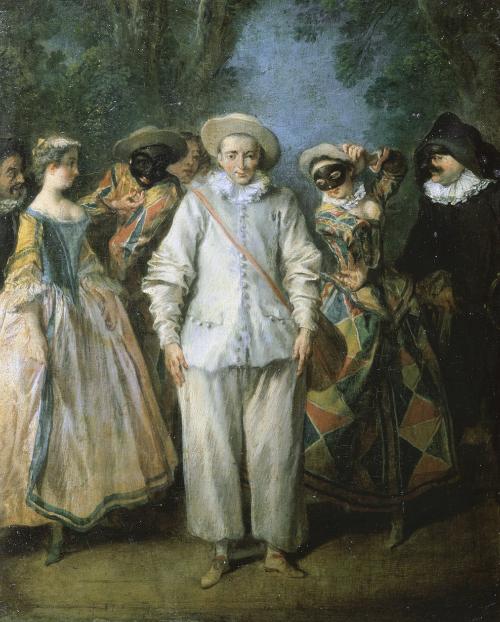 İtalyan Komedisinin Aktörleri veya İtalyan Tiyatrosu, c.1725-28 (ahşap üzerine yağlıboya) by Nicolas Lancret