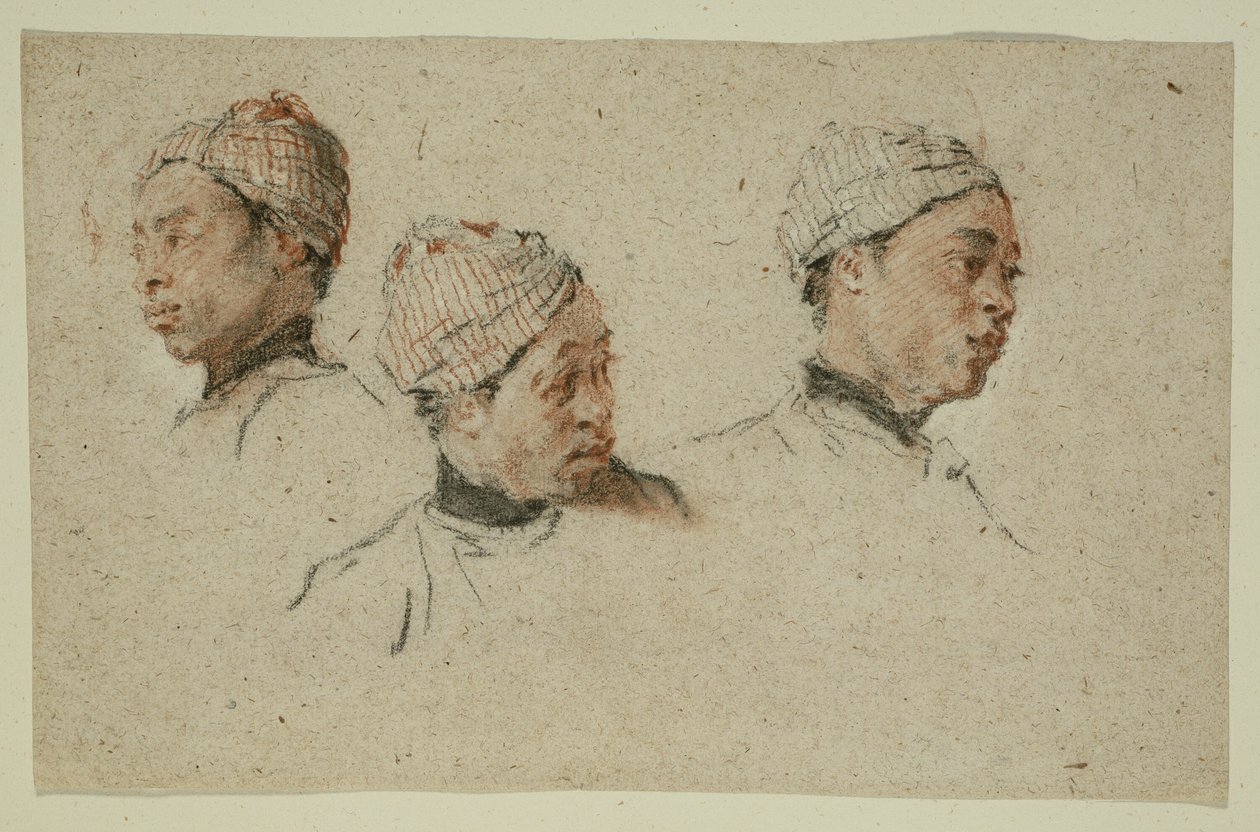 Sarıklı Bir Siyah Adamın Başına İlişkin Üç Çalışma by Nicolas Lancret