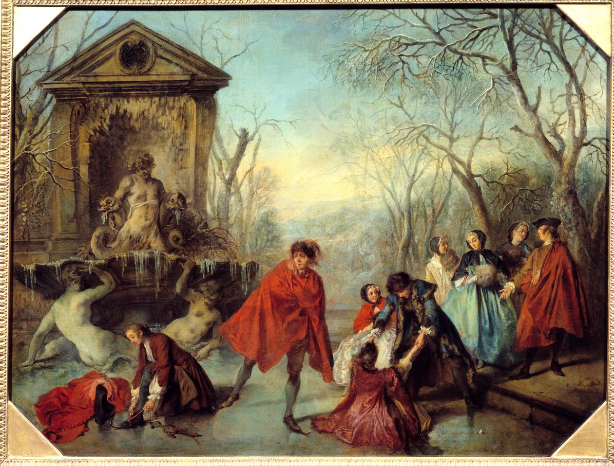 Gele gölünde kış pateni. Nicolas Lancret (1690-1743) 1738 Sun tarafından tablo. 0,69x0,89 m by Nicolas Lancret
