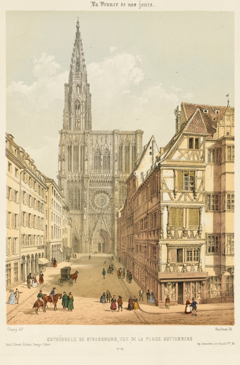 Rue Merciere ve Strasbourg Katedrali