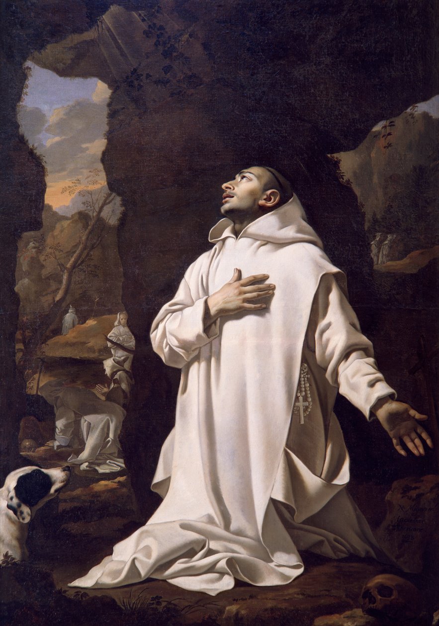 Aziz Bruno çölde dua ediyor, yazan Nicolas Mignard (1606-1668), tuval üzerine yağlı boya, 220x1445 cm by Nicolas Mignard
