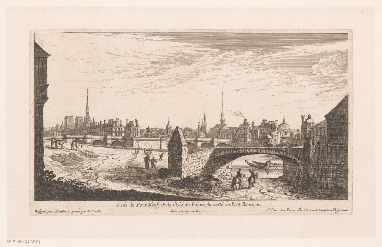 Gezicht op de Pont Neuf Pont Neuf ve Isle du Palais'in görünümü (...) (nesne üzerindeki başlık) by Nicolas Perelle
