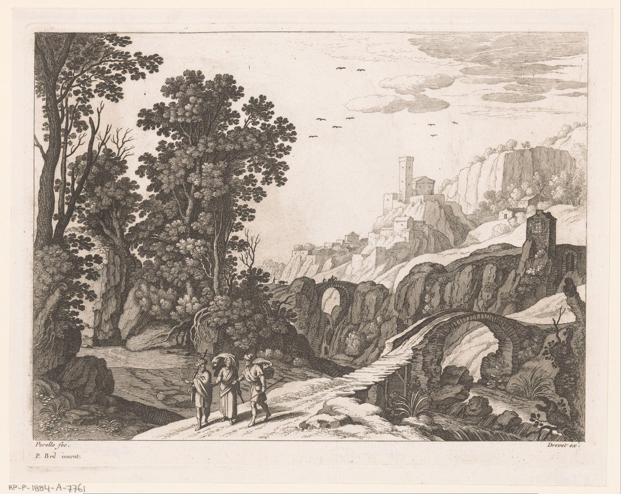 Emmaus gezginleri ile manzara by Nicolas Perelle