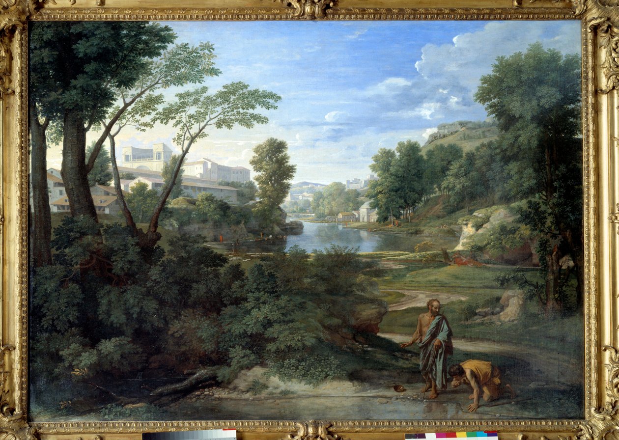 Diogene ecvilini fırlatıyor. Nicolas Poussin tarafından boyama by Nicolas Poussin