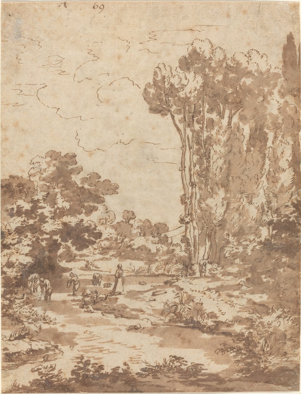 Derede Yıkanan Figürler by Nicolas Poussin