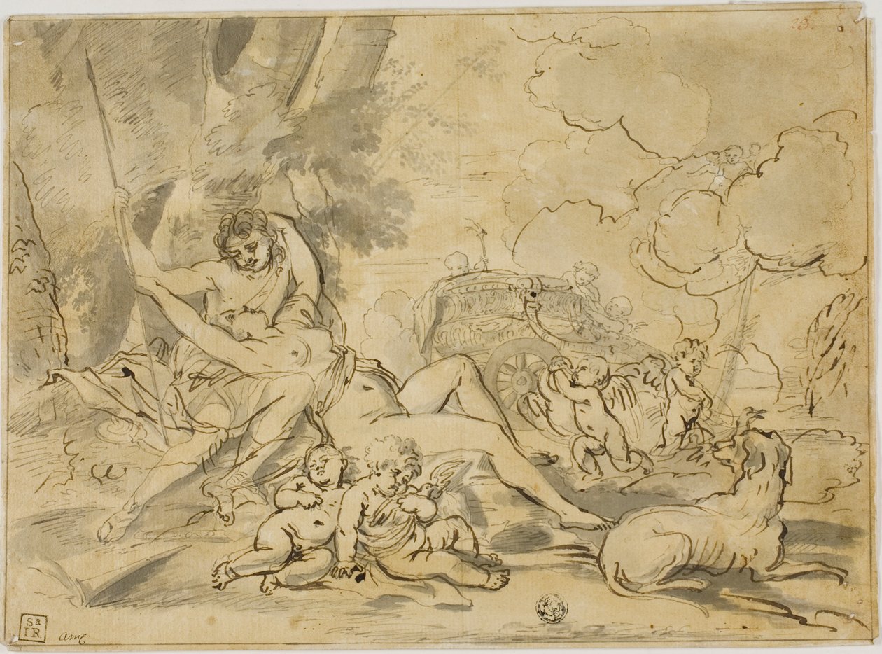 Figürler, Araba ve Köpek by Nicolas Poussin