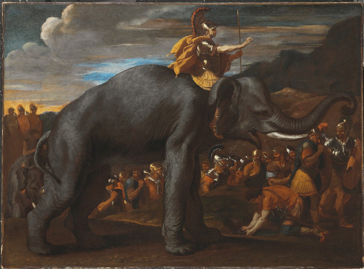 Hannibal, Alpleri Bir Fil Üzerinde Geçiyor by Nicolas Poussin
