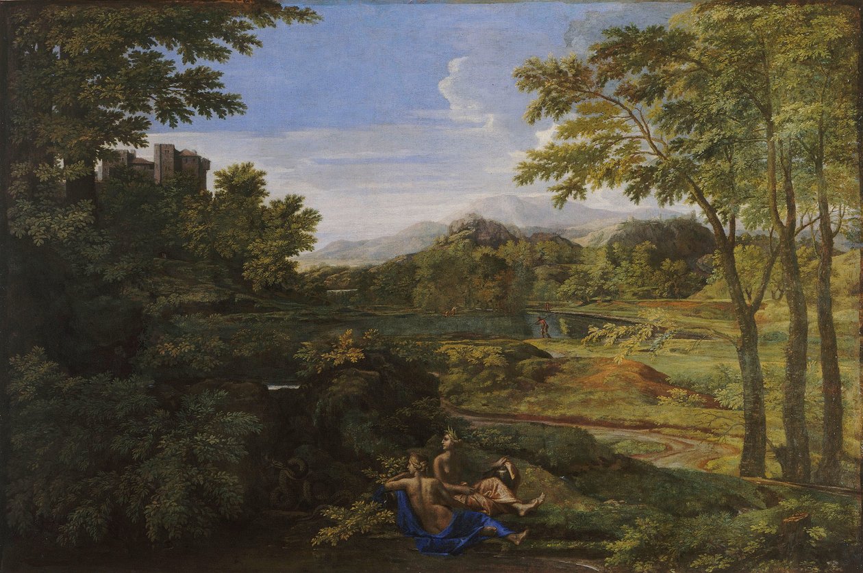 İki Peri ve Yılanlı Manzara, yaklaşık 1659 by Nicolas Poussin