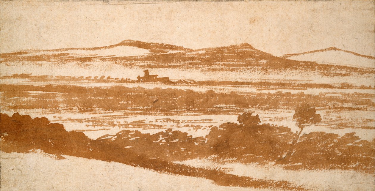 16. yüzyılın başlarında, uzak Tepelere doğru bir Vadi manzarası by Nicolas Poussin