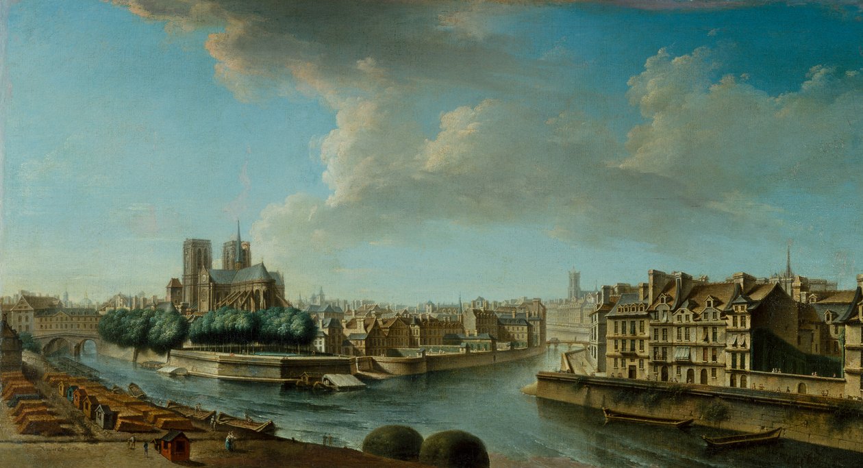 Notre Dame ve Ile Saint-Louis'in batı ucu by Nicolas Raguenet